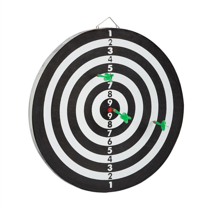 Cible Fléchettes Sécurité Enfants 42cm - 6 Flèches Plastique Relaxdays