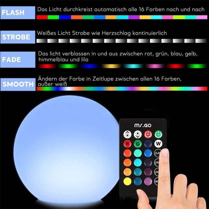Boule Lumineuse LED 12 Pouces – Télécommande – Dimmable – Étanche – Multicolore