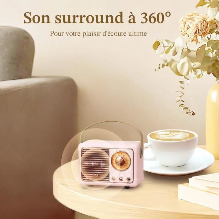 Mini Haut-Parleur Bluetooth Compact Design Vintage (Brun Foncé) - Enceinte surround - Achat & prix