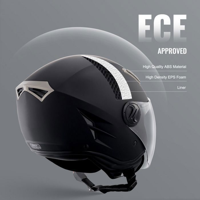 Casque Jet Moto Bluetooth Dot/ECE Homologué Casques De Moto Électrique Scooter avec Double Visière Casque Jeunes Casque Moto -Noir - Auto