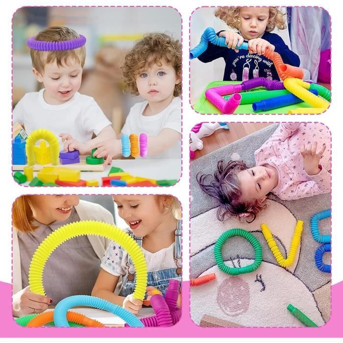 Pop Tubes Mini Jouets Sensoriels,Tuyaux Pop Tubes,14 Pièces