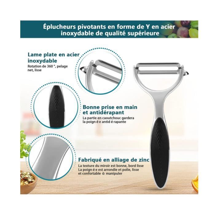 Lot De 2 éplucheurs De Légumes En Acier Inoxydable Avec Poignée Ergonomique Antidérapante Et Lame Aiguisée, Durable Et Multifonctionnel Pour Pommes De Terre, Carottes, Pommes, Légumes, Fruits