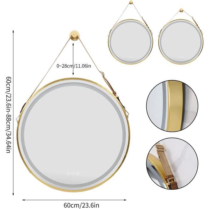 Miroir Doré LUVODI Miroir Salle Bain LED Rond: 80cm Miroir Connecté Doré Lumineux Avec Éclairage Intégré Anti Buée Miroir Mural à Suspendre Avec Interrupteur Tactile Corde Réglable Miroir Salle De Bain Anti Miroir Doré LUVODI Miroir Salle Bain LED Rond: 80cm Miroir Connecté Doré Lumineux Avec Éclairage Intégré Anti Buée Miroir Mural à Suspendre Avec Interrupteur Tactile Corde Réglable Miroir Salle De Bain Anti