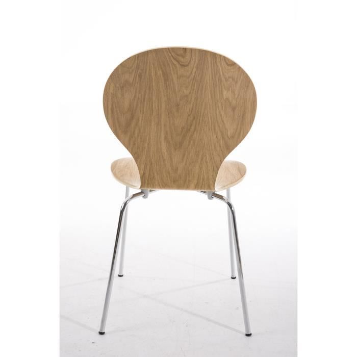 Chaise Empilable Aaron CLP - Chaise Visiteur Ergonomique En Bois Et Métal Chromé
