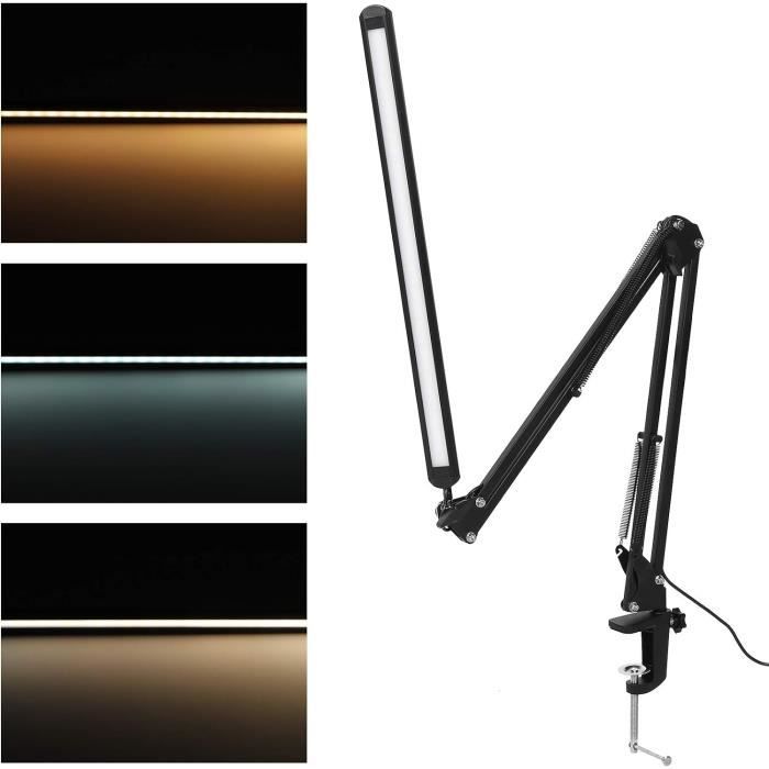 HyAdierTech Lampe De Bureau LED Rechargeable - 3 Couleurs/3 Luminosités - Pince Flexible
