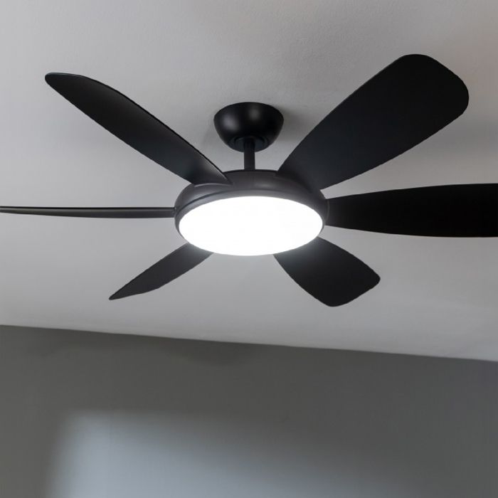 Cecotec Ventilateur Plafond EnergySilence Aero 5290 BlackWood - 40W, 132cm, LED 18W, 6 Vitesses, Mode Été/Hiver