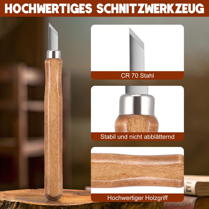 Kit 12 Outils Sculpture Sur Bois – Lames CRV Aiguisées, Manche Ergo – Parfait Débutants Et Pros