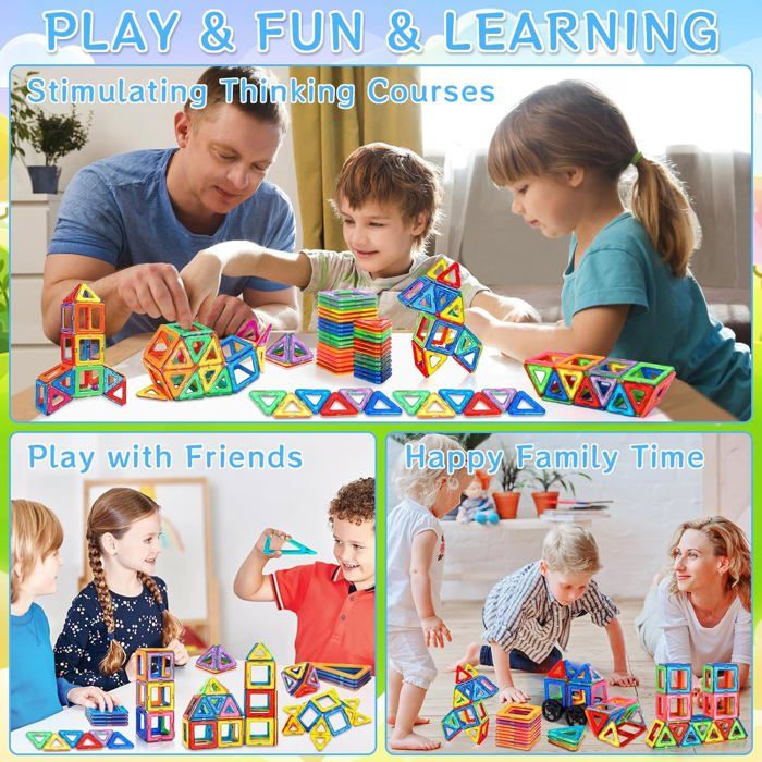 88 Pièces Blocs Magnétiques Construction BUOAZR - Jouet Éducatif Enfants 3-8 Ans