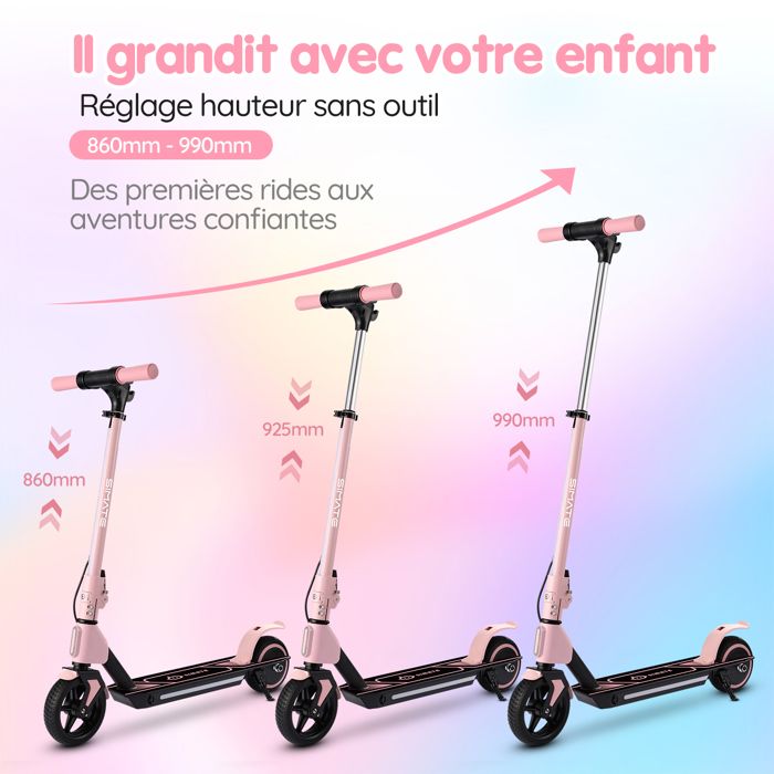 Trottinette Enfant 2 à 12 ans, trottinette lumineuse 3 roues, réglable Trottinette Enfant 2 à 12 ans, trottinette lumineuse 3 roues, réglable