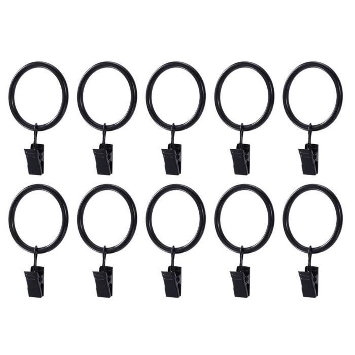 Lot de 14 Anneaux de Rideau avec Pince noir fen/être drap/é rideau clip Anneaux 50mm//2.0 Anneaux /à pince