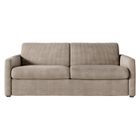 LOUNGITUDE Canapé convertible express 3 places AGATHE en velours côtelé - Matelas 13cm - Taupe - 160x190cm