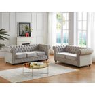 VENTE-UNIQUE Canapés 3 places et 2 places CHESTERFIELD - Velours gris clair