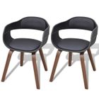 vidaXL Chaises de salle à manger 2 pcs Noir Bois courbé et similicuir