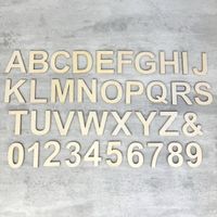 Chiffres et lettres alphabet complet, haut. 4 cm x ép. 2 mm, 37 pièces en bois contreplaqué mdf - Unique