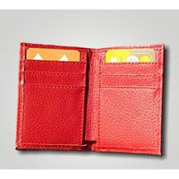 porte carte cuir véritable rouge Card Holder leather RED carte crédit billets