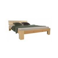 Lit double en bois futon 180x200 bois naturel - Marque - Modèle - Beige - Equilibré - 2 places