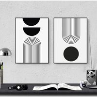 Lot de 2 posters abstraits Ensemble de toile moderne pour salon Ligne d'art Sans cadre Décoration de chambre à coucher 50x70cm