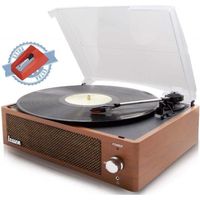 Tourne Disque Vinyle Vintage Lauson XN092 - Bois Chêne - Encodage PC Link - Bluetooth - Haut-Parleurs 5W