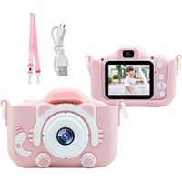 Appareil photo enfant SD 32G 1080P 2 pouces - Caméra Pour Enfants Chat - Rose - 7 ans et plus