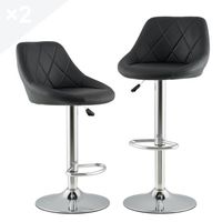 KITYTETY Lot de 2 Tabourets de Bar et Cuisine Design SIG - Chaises de Bar - Rotation à 360° et Hauteur Réglable (Noir)