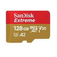 Carte microSDXC SanDisk Extreme 128 Go pour jeux sur mobile jusqu'à 190 Mo/s avec A2 App Performance UHS-I Classe 10 U3 V30
