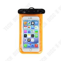 TD® Sac étanche de plongée smartphone clé carte garder sec eau idéal piscine spa lanière modèle waterproof couleur motif orange