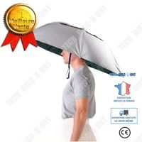 TD® Parapluie portable pliable avec chapeau mains libres pour la pêche, le jardinage, la photographie (argent)