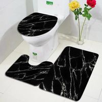 tapis de salle de bain antidérapant,4169A-3pcs Set-45x75cm-17.7x29.5in--Ensemble de tapis de bain en marbre moderne, Texture géométr