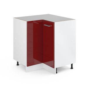 ELEMENTS BAS Vicco meuble d'angle R-Line, Rouge bordeaux Haute brillance, 75.6 cm sans plan de travail