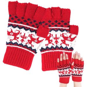 Childrens Wooly gants ~ Renne Noël Mitaines-beige 
