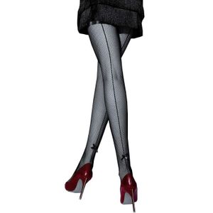 COLLANT Adora - Collant Résille Noir avec Couture arrière 
