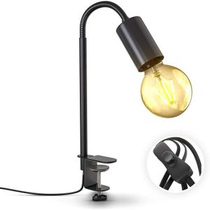 LAMPE A POSER B.K.Licht I Lampe de table orientable avec interrupteur à câble I Lampe à pince I E27 I Lampe de lecture à 1 flamme I Métal I No105