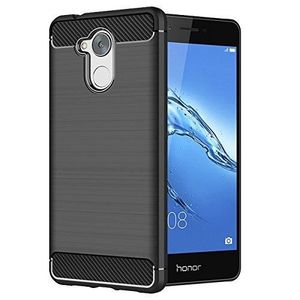 Ambaiyi Flip Étui en Cuir Véritable Protection Coque Portefeuille Housse pour Huawei Honor 6C Pro Noir 