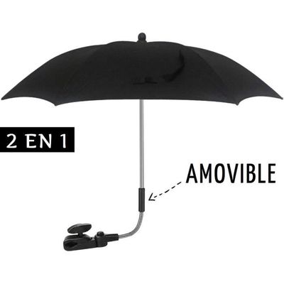 Parapluie Poussette Parasol Universel Poussette AILEEPET - Anti-UV 50 - Diamètre 73cm - Grise Avec Poignée Aileepet Gris
