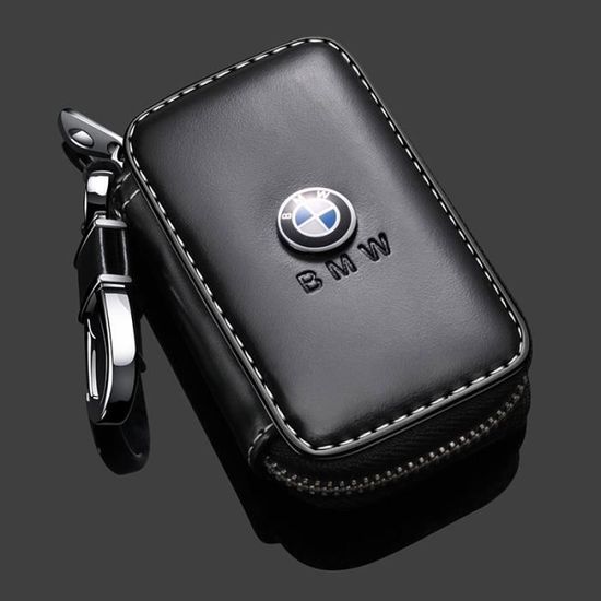 Housse Clé Voiture En Cuir Véritable Bleu - Étui Porte-Clés Élégant Et Protecteur Pour Femmes Et Hommes