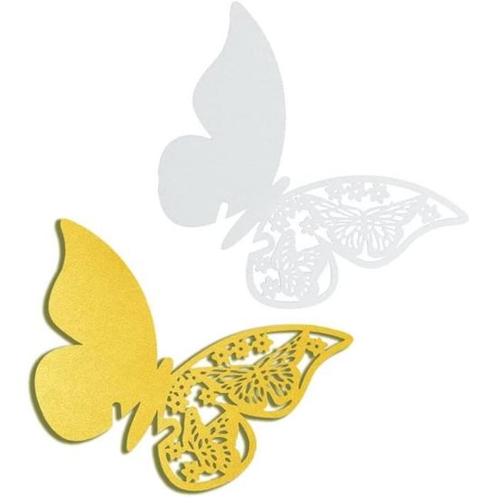 ElecMotive Lot De 100 Papillons 3D Carte De Verre Marque Place Forme De