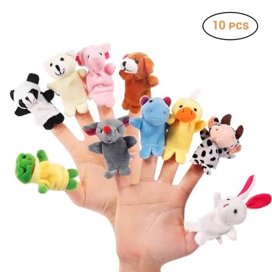 Marionnettes à Doigts Sharplace - Girafe Et Loup - Peluche Douce Pour Enfants