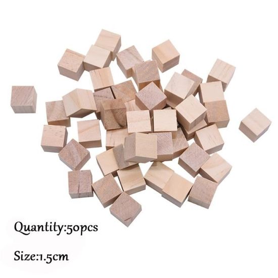 500 Cubes En Bois Naturel 10x10x10mm - Blocs Carrés Pour Bricolage, Peinture, Artisanat