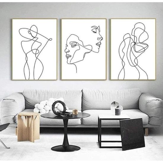 Poster ARTTOR 30x30cm - Tableau Noir Et Blanc Femme Cage - Décoration Murale