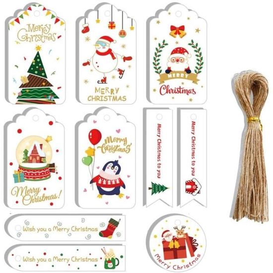 ZYDYRX Lot De 60 étiquettes Cadeaux Halloween - Papier épais Avec Ficelle Chanvre - Étiquettes Mignonnes Pour Sacs à Bonbons, Bouteilles, Cupcakes