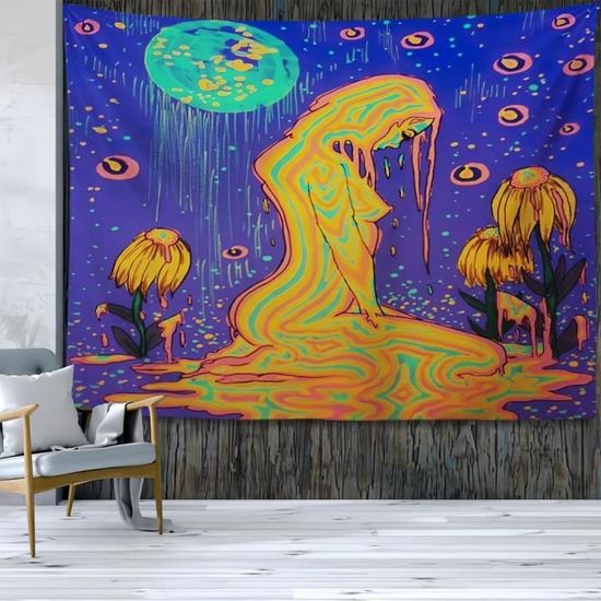 Tenture Murale Bohème En Vieux Bois - Motif Mains, Fait Main - Décoration Nature (95x24cm)