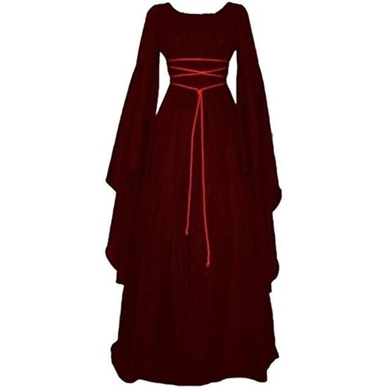Robe Médiévale Gothique Femme Manches Longues - Costume Renaissance Victorienne Halloween