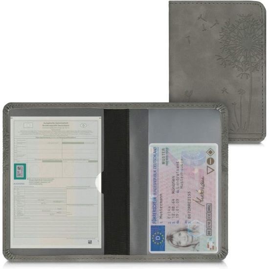 Porte Permis & Carte Grise - Étui Simili Cuir Bleu-Noir - Poche Passeport & Cartes