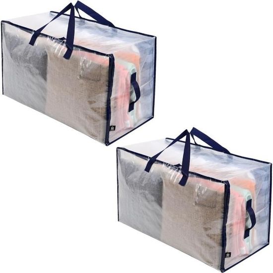 Lot De 2 Grands Sacs De Rangement 80x46x24 Cm - Tissu Oxford - Pour Vêtements, Couette, Déménagement, Voyage