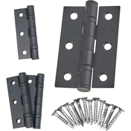 ITROLLE Lot De 2 Charnières Amovibles Noires 77x67mm Avec Vis Pour Boîte, Malle, Armoire