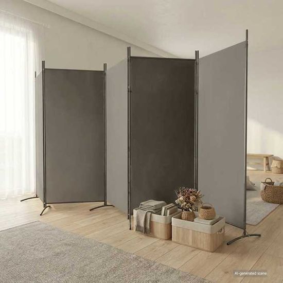 VidaXL Paravent 5 Panneaux 250x220 Cm - Séparateur De Pièce Pliable - Tissu Noir - Décoration Salon