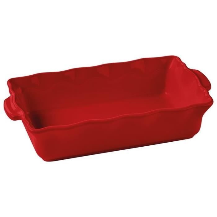 ESPRIT DE CUISINE Plat rectangle - 41cm - Festonné - Couleur Cerise - Fabriqué en France