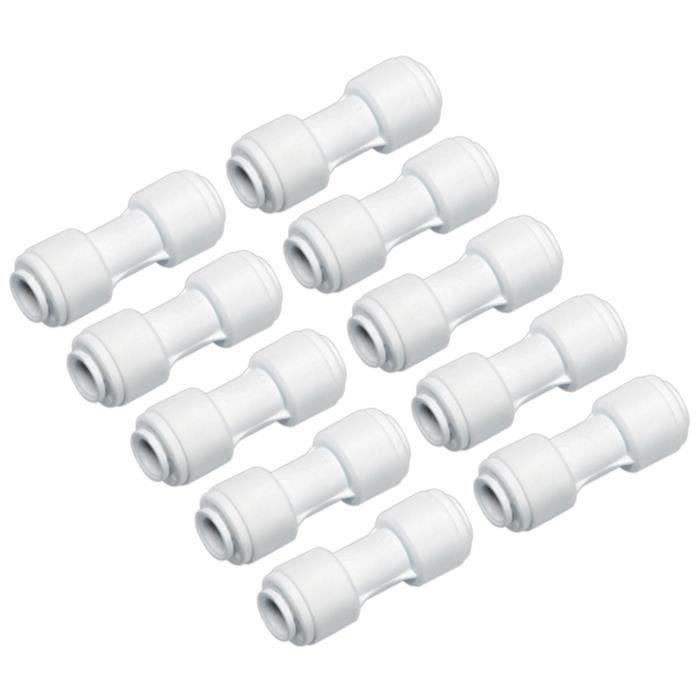 AquaHouse Lot de 10 raccords droits 1/4- x 1/4- pour tuyau d'eau 1/4- (6,35 mm) pour réfrigérateur / plomberie de filtre à eau