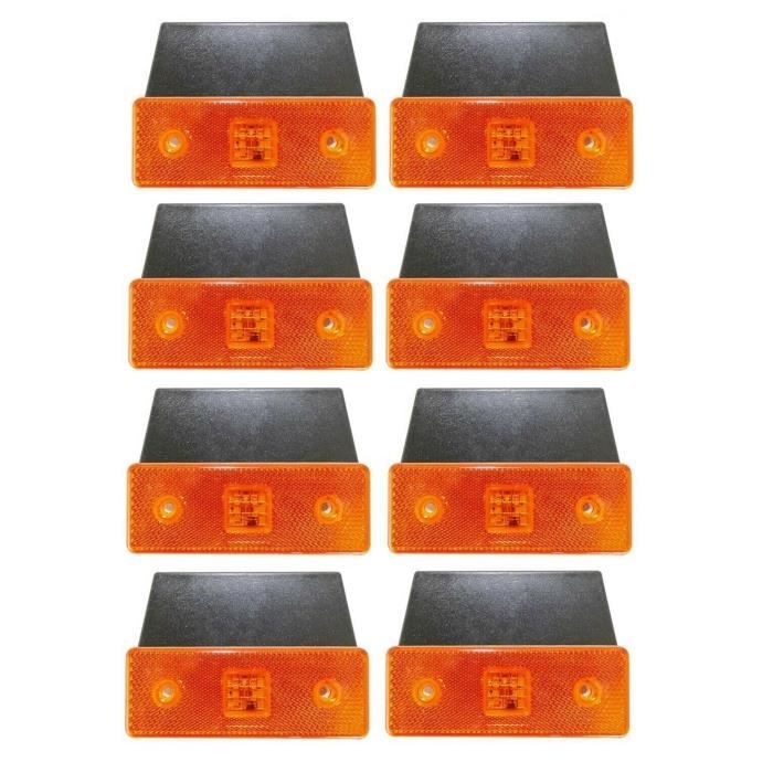 8 x 24v LED Orange Indicateur Lateral Lumiere Forte avec Support Durable Pour Camion Tracteur Remorque