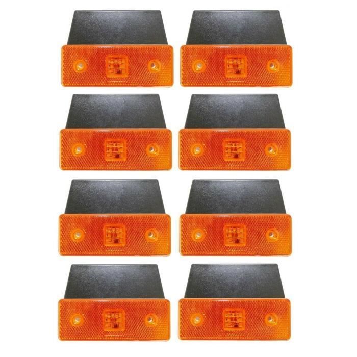 8 x 24v LED Orange Indicateur Lateral Lumiere Forte avec Support Durable Pour Camion Tracteur Remorque